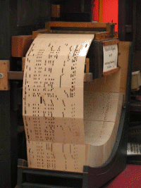 Punch card system of a music machine